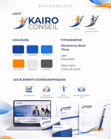 Charte graphique Kairo Conseil – brandboard identité visuelle et univers graphique du cabinet