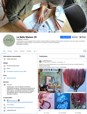 Page Facebook La Belle Maison à Gouesnac'h - Décoratrice d'intérieur